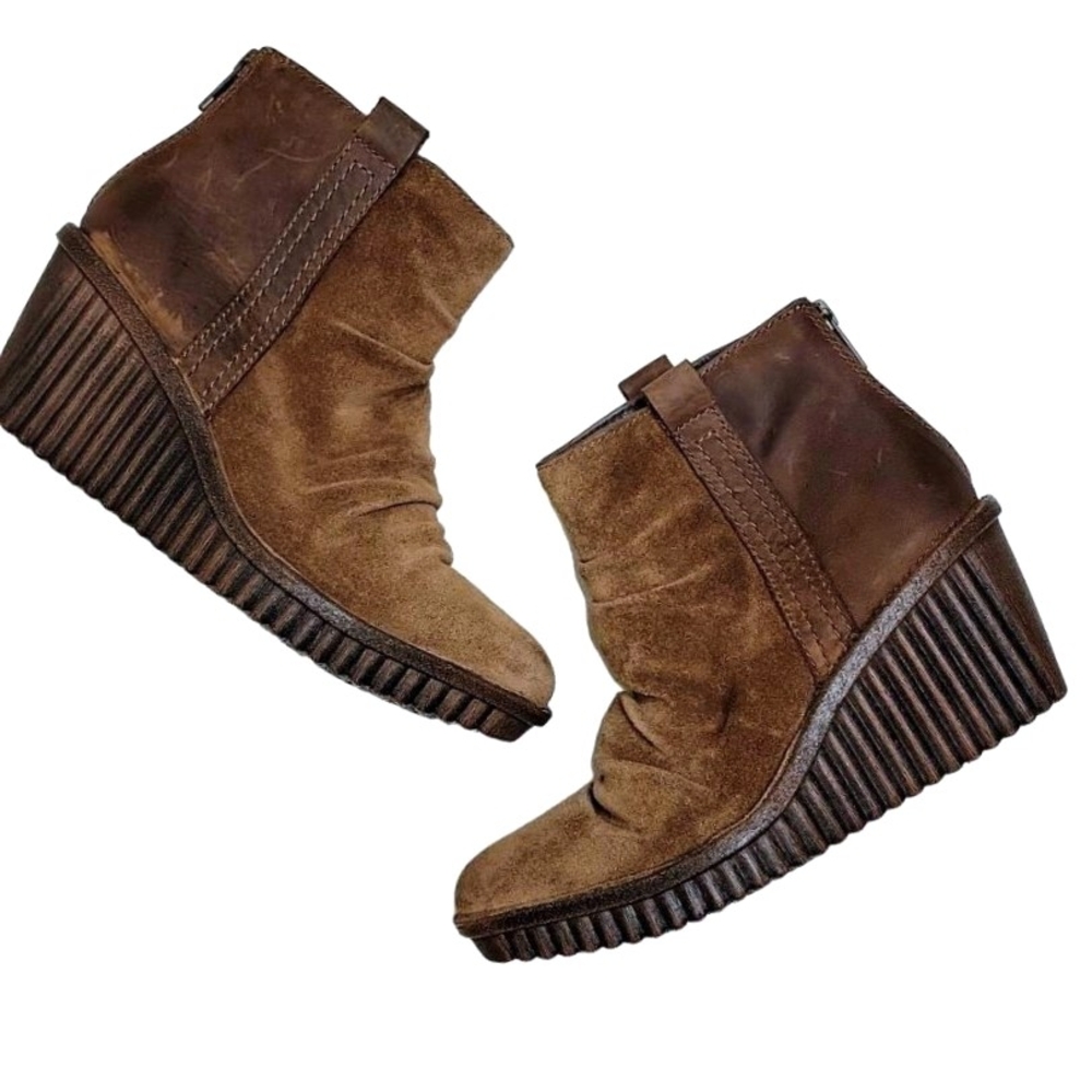 Bionica Brown Ankle Booties with Wedge Sole